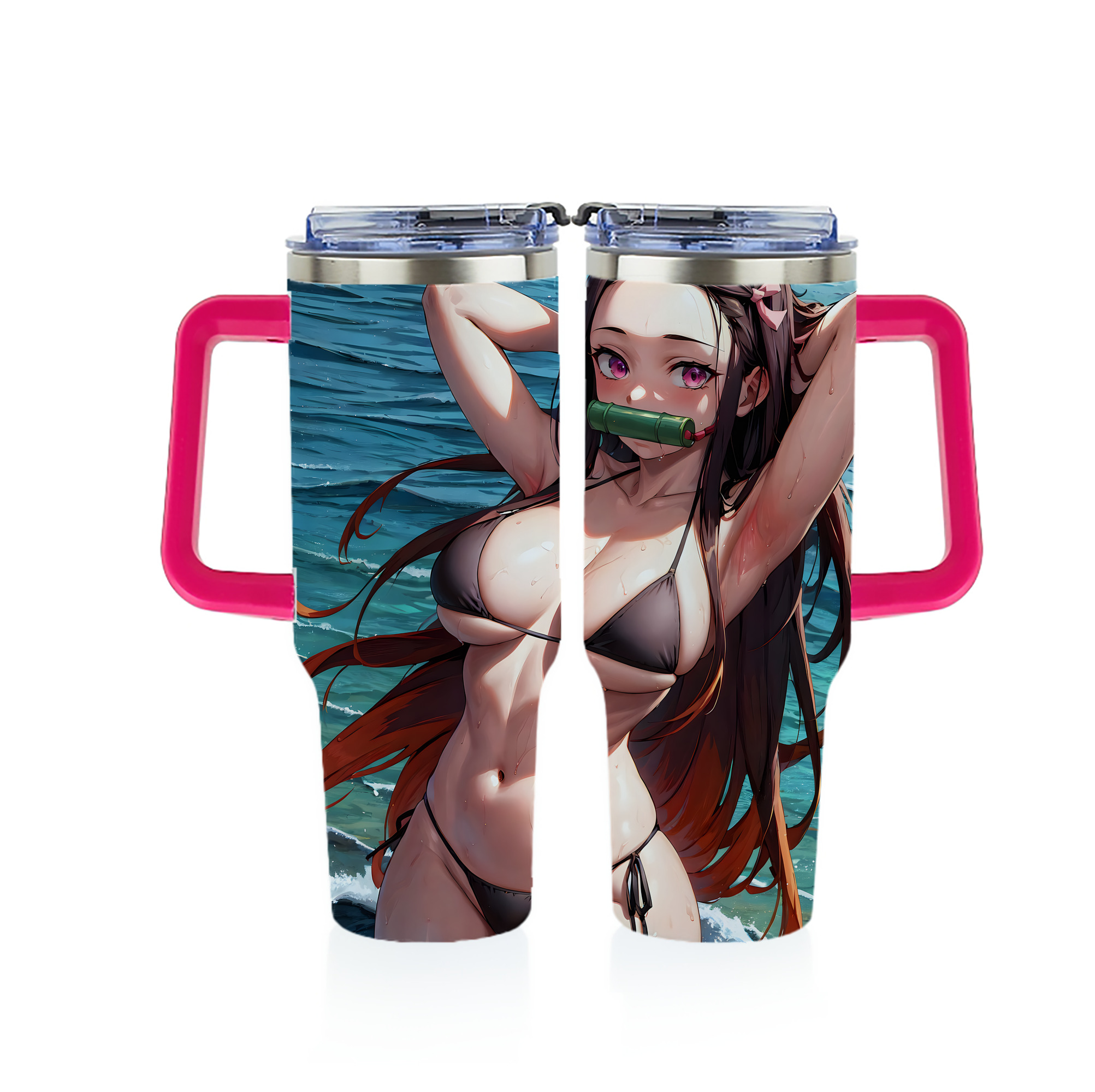（画像用） 鬼滅の刃（きめつのやいば）竈門 禰󠄀豆子／かまど ねずこ Kamado Nezuko 1200ｍLフルプリント車用タンブラー